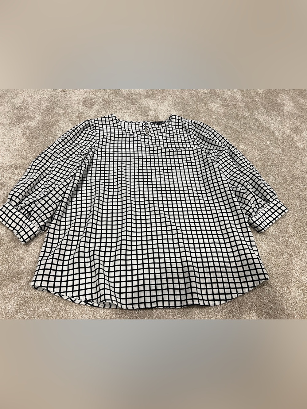 Adrianna Papell Black and White Checked Top